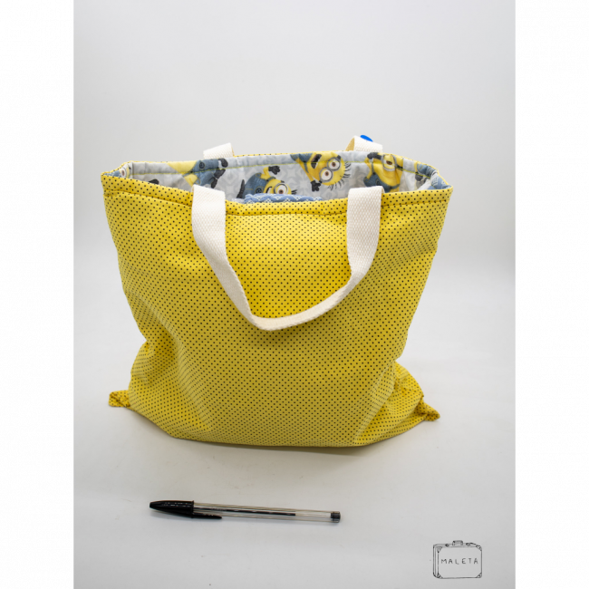 BOLSA AMARELA BOLINHA PRETA