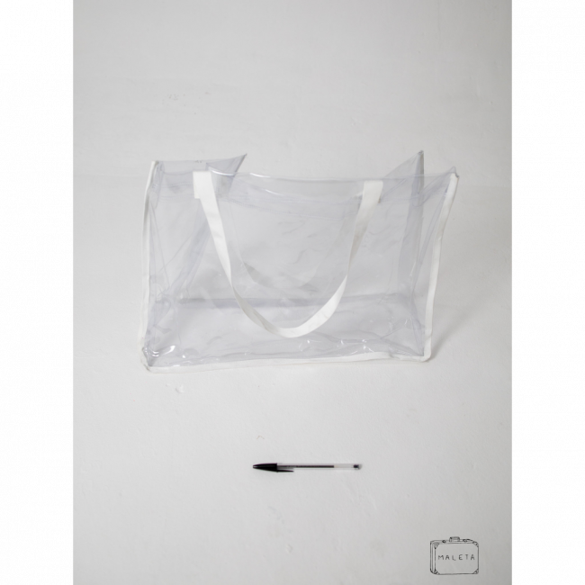 BOLSA TRANSPARENTE DETALHE BRANCO - GRANDE