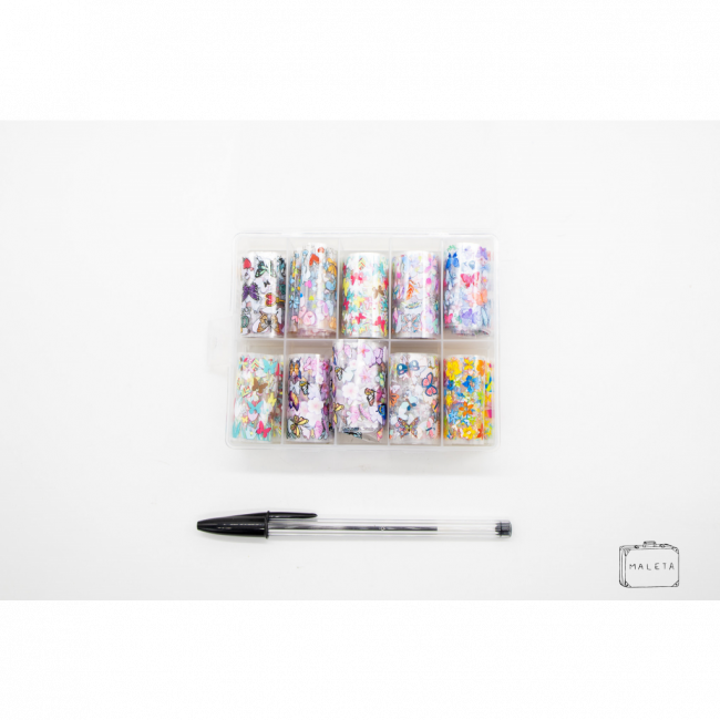 CAIXA COM FITA DECORATIVA COLORIDA PARA UNHA