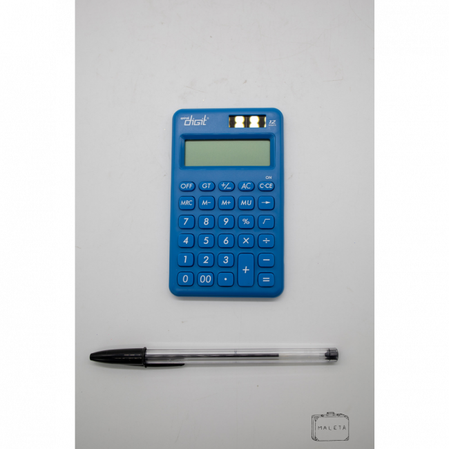 CALCULADORA AZUL COM CAPA BRANCA
