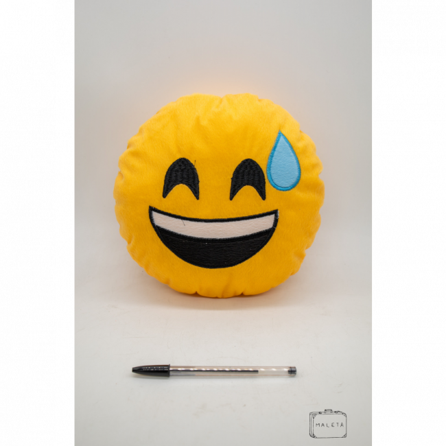 ALMOFADA EMOTICON REDONDA SORRISO COM GOTA DE SUOR