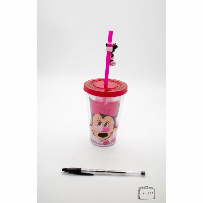 COPO PLÁSTICO MINNIE COM CANUDO