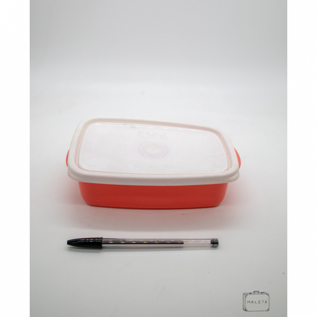 TUPPERWARE RETANGULAR ROSA TAMPA BRANCA