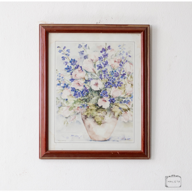 QUADRO VASO DE FLORES BRANCAS COM LAVANDA – 32X40