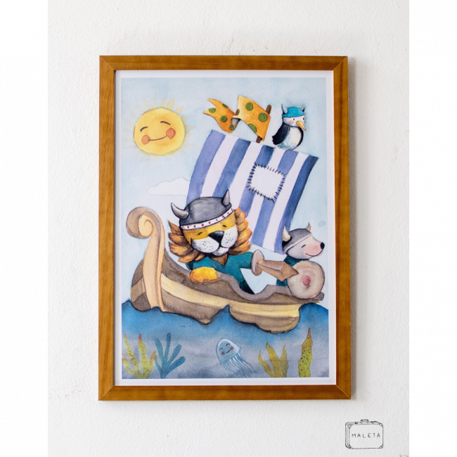 QUADRO INFANTIL LEÃO VELEJANDO – 33X45
