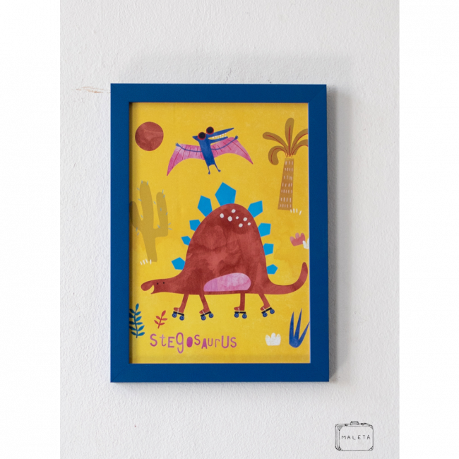 QUADRO STEGOSSAURO MOLDURA AZUL – 24X34