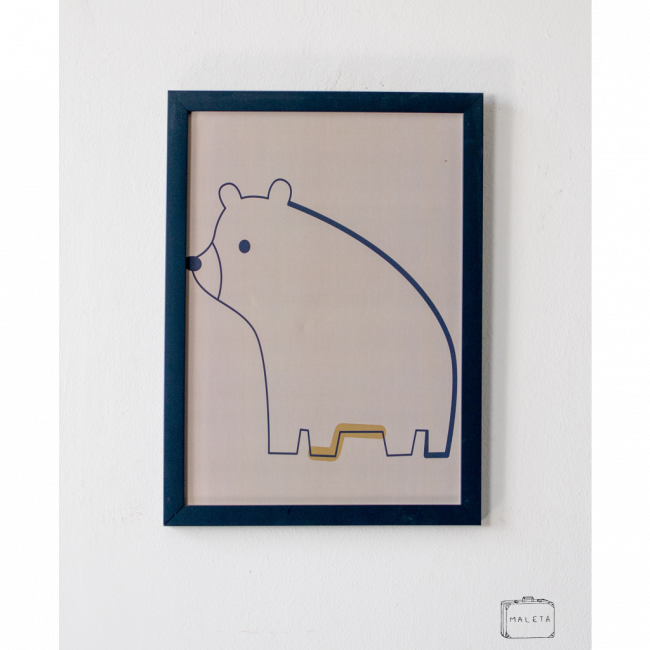 QUADRO URSO AZUL PETRÓLEO – 33X45