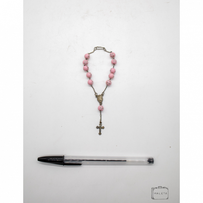 TERÇO PUNHO PÉROLA ROSA
