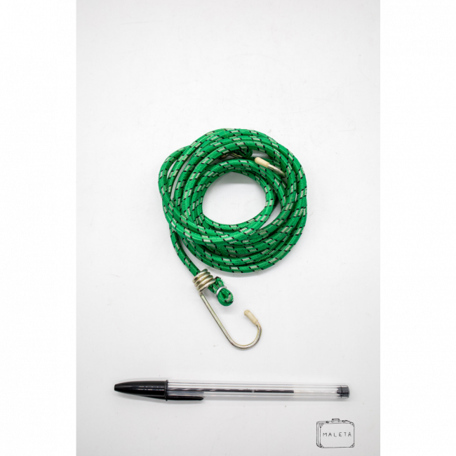 CORDA ELÁSTICO COM GANCHO VERDE LISTRADINHA