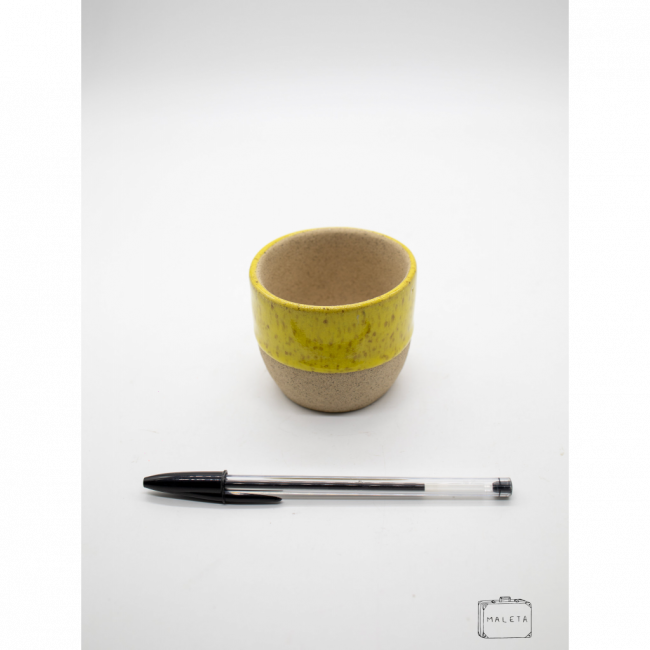 CANECA CERÂMICA BORDA AMARELA