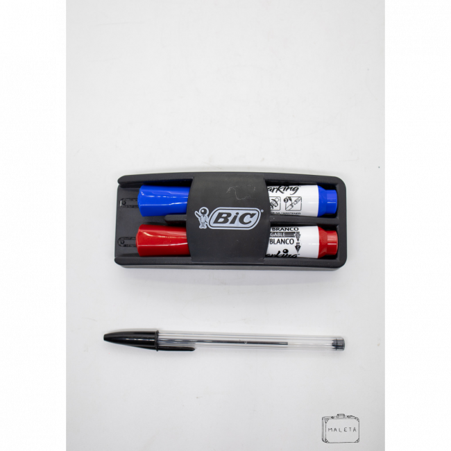 CANETÃO BIC VERMELHO E AZUL COM APAGADOR