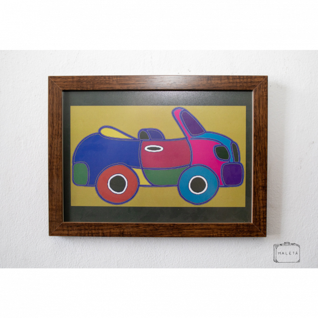 QUADRO INFANTIL CARRO FUNDO VERDE