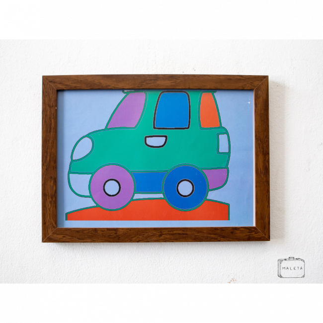 QUADRO INFANTIL CARRO FUNDO AZUL