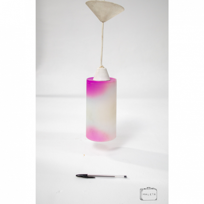 LUMINÁRIA PENDENTE BRANCA COM MANCHAS ROSA