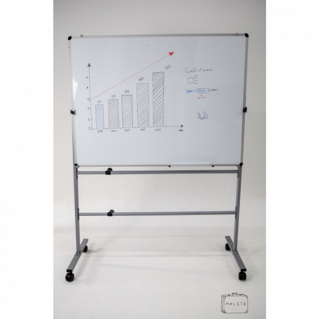 LOUSA QUADRO BRANCO ALUMÍNIO COM CAVALETE DE RODAS – 90X120
