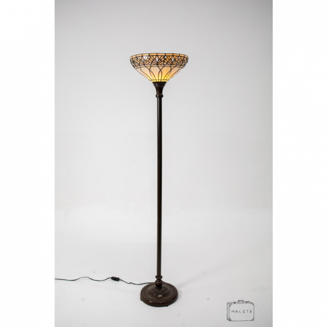 LUMINÁRIA DE CHÃO MARROM CÚPULA VIDRO A1,67
