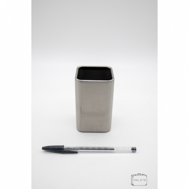 PORTA-CANETA DE INOX ESCOVADO