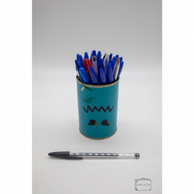 PORTA-CANETA REDONDO DE PAPELÃO AZUL TURQUESA