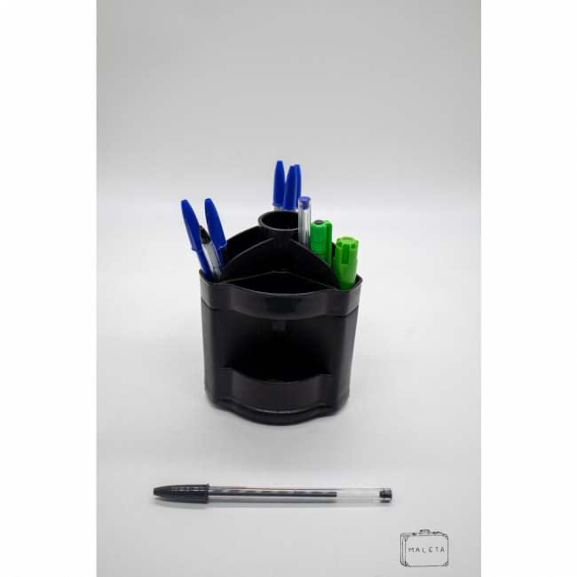 PORTA-CANETA PRETO COM 4 COMPARTIMENTOS