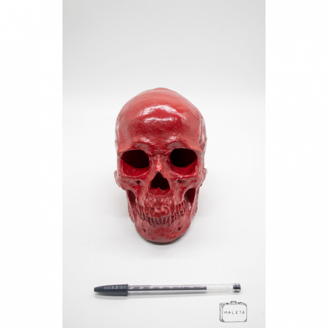 ESCULTURA DE CRÂNIO VERMELHO