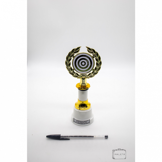 TROFÉU BRANCO COM DOURADO