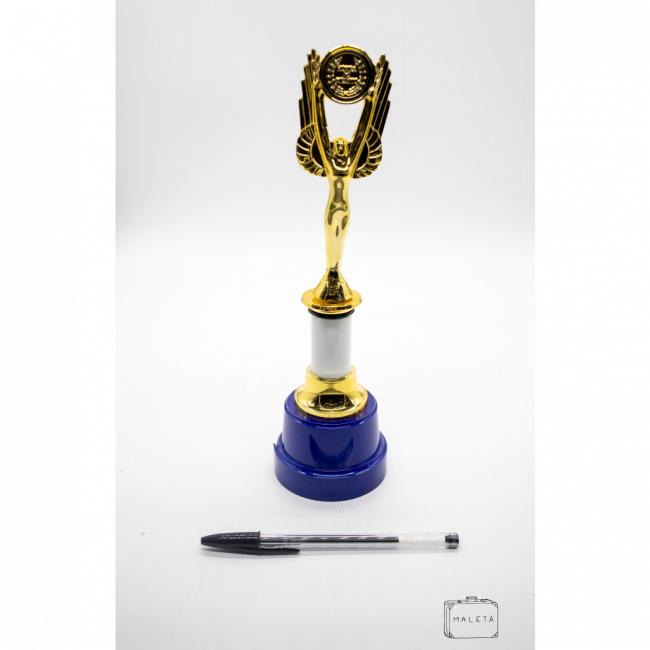 TROFÉU BRANCO COM AZUL