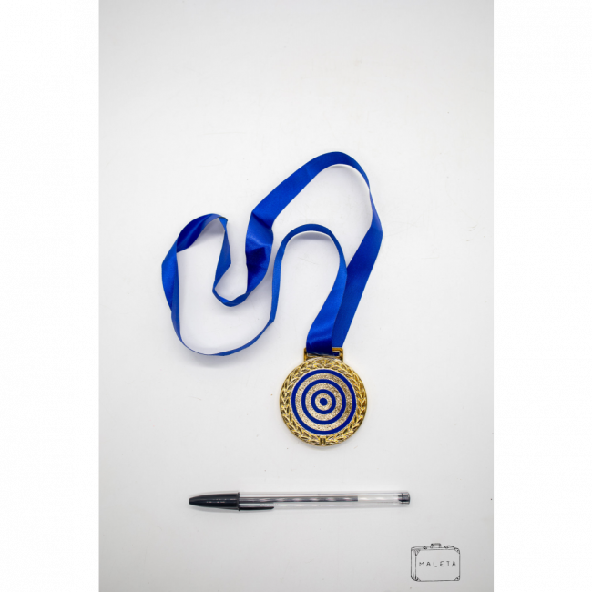 MEDALHA DOURADA COM AZUL