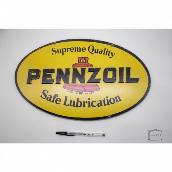 PLACA MADEIRA OVAL PENNZ OIL