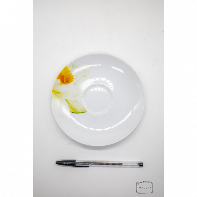 PIRES CERÂMICA BRANCO FLOR AMARELA