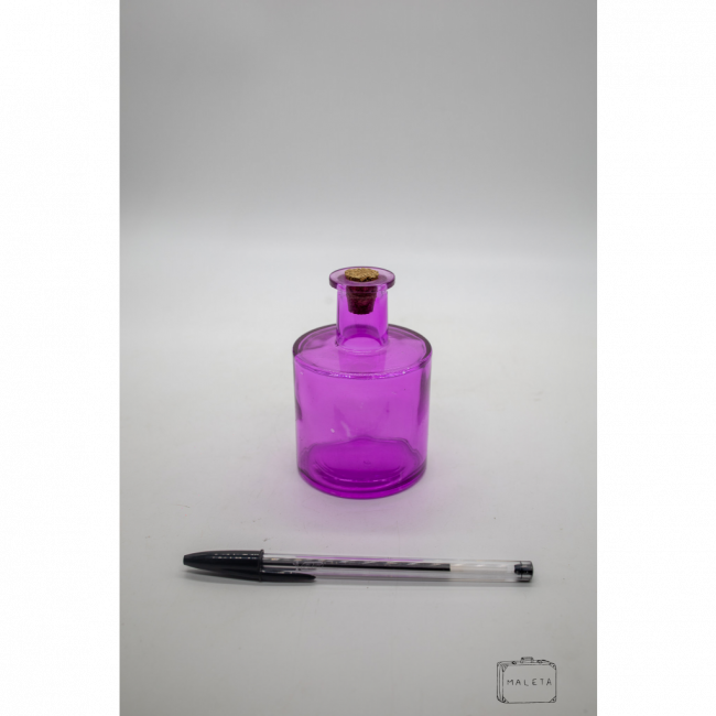 POTE DE VIDRO ROSA BAIXO - TAMPA ROLHA
