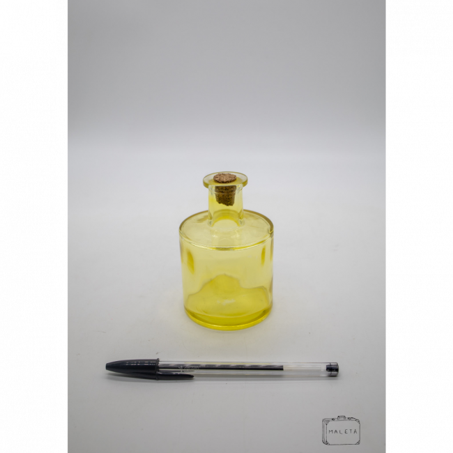 POTE DE VIDRO AMARELO BAIXO - TAMPA ROLHA