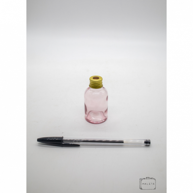 MINI DIFUSOR VIDRO ROSA - TAMPA ROSCA DOURADA