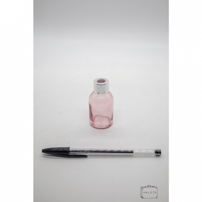 MINI DIFUSOR VIDRO ROSA - TAMPA ROSCA PRATA