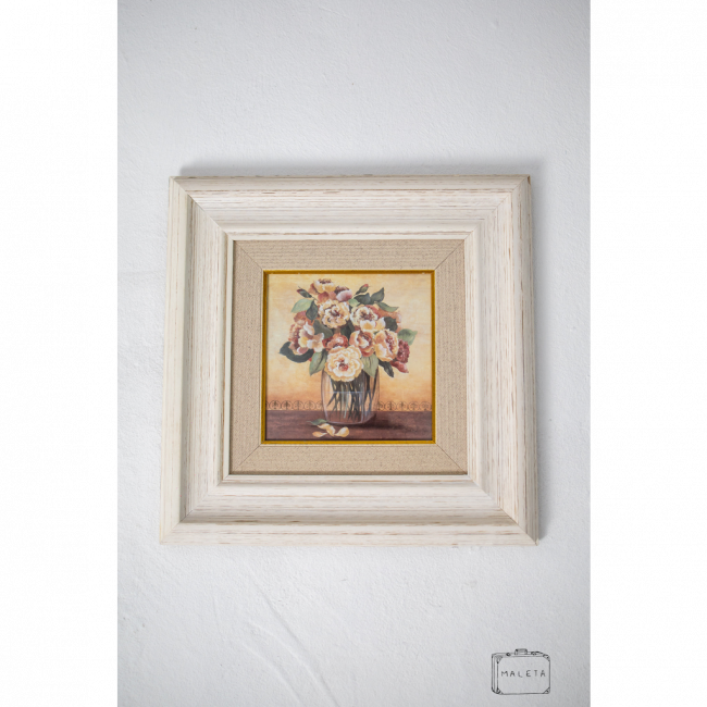 QUADRO VASO DE FLORES BRANCAS – 36X36