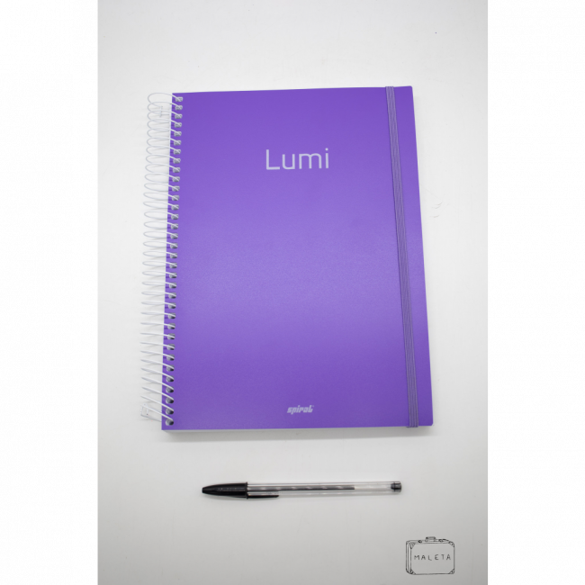 CADERNO TAMANHO A4 ROXO LUMI ESPIRAL