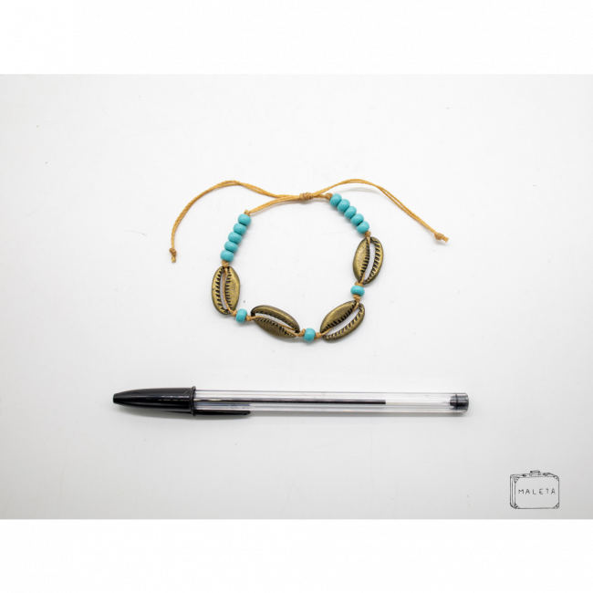 PULSEIRA CONCHA COM PEDRAS VERDE
