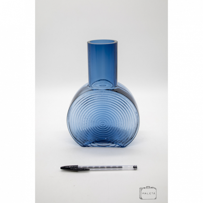 VASO VIDRO AZUL ESPIRAL