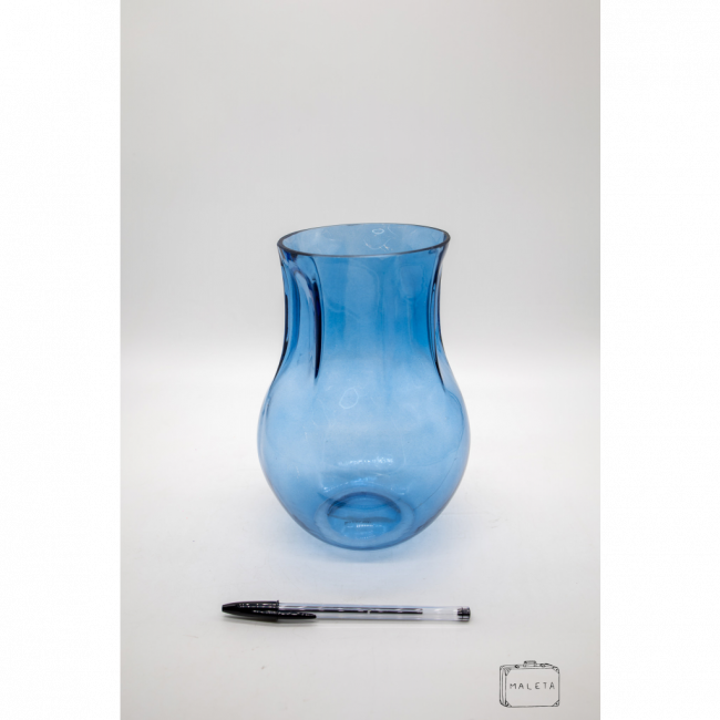 VASO VIDRO AZUL BOJUDO