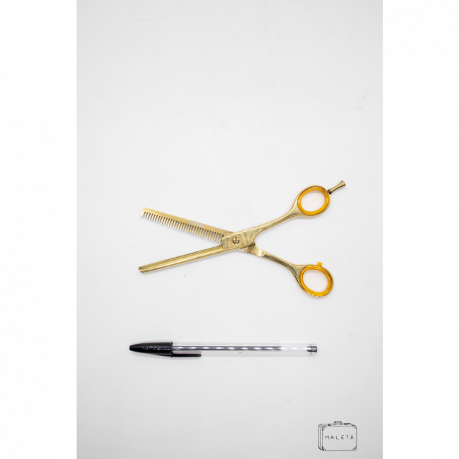 TESOURA CABELEIREIRO METAL DOURADA PARA REPICAR