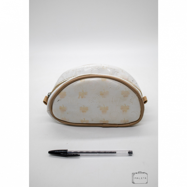 NECESSAIRE BRANCA COM DETALHES BEGE