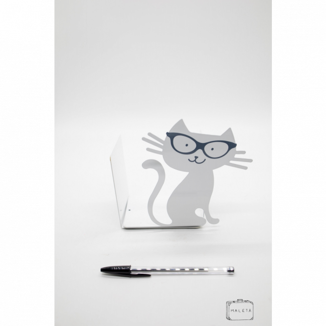 SUPORTE PARA LIVROS METAL BRANCO GATINHO