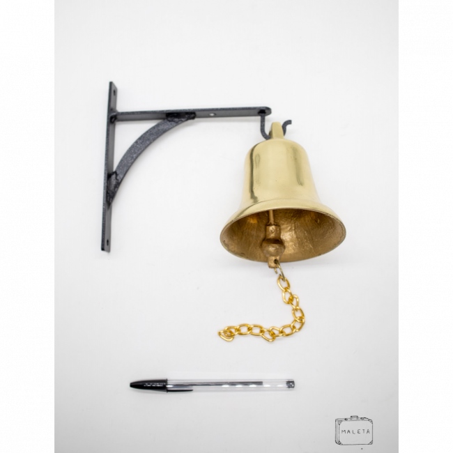 CAMPAINHA SINO DOURADO COM BASE PRETA
