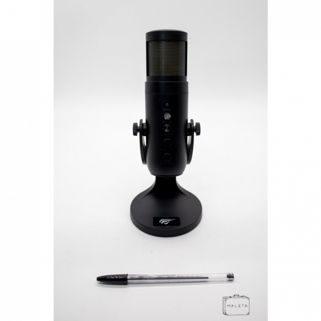 MICROFONE DE MESA PRETO COM LED VERMELHO
