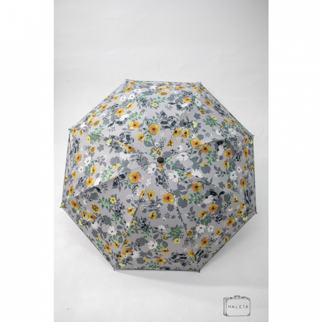 SOMBRINHA CINZA COM DESENHO DE FLORES