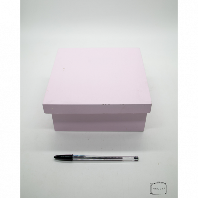 CAIXA DE MADEIRA ROSA CLARO - PEQUENA