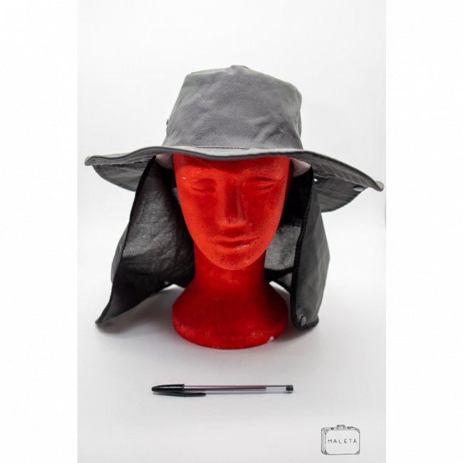 CHAPÉU DE PESCARIA COM PROTETOR NO PESCOÇO CINZA