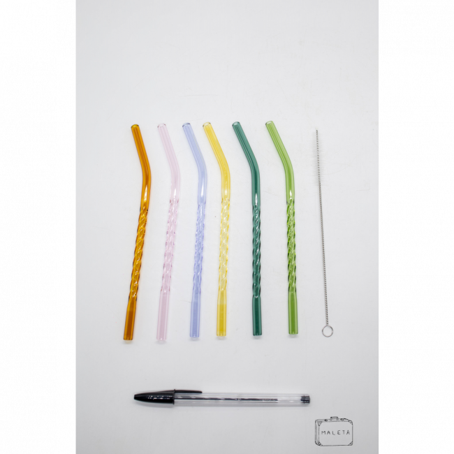 CANUDO DE VIDRO COLORIDO COM ESCOVINHA HIGIÊNICA