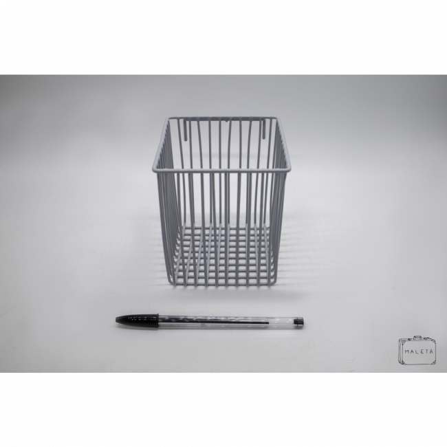 CESTA DE PAREDE ARAMADA PORTA TRECO CINZA PEQUENA