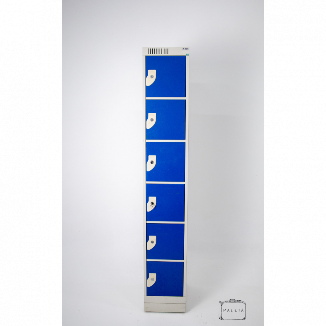 ARMÁRIO DE VESTIÁRIO COM 6 PORTAS CREME COM AZUL - L0,30XP0,45XA1,86