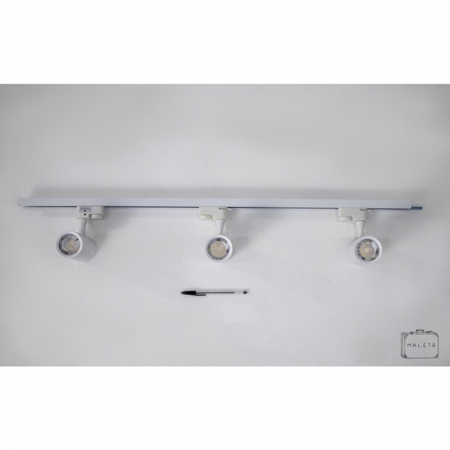 TRILHO COM 3 SPOTS BRANCO (LUZ AMARELA) - L1,00 - LS